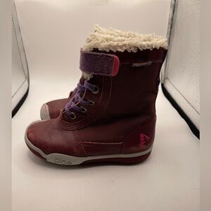 Plae Noel burgundy girls leather hi boots size 8c waterproof
